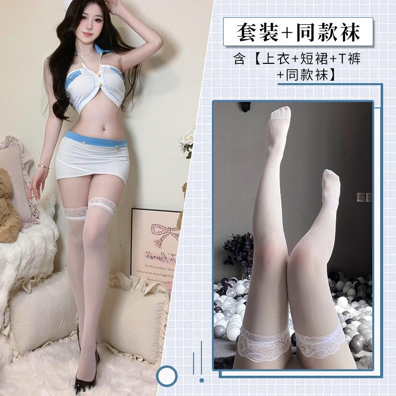 Sexy pure beauty romantic stewardess uniform temptation pure desire off-the-shoulder hip skirt sexy underwear free suit