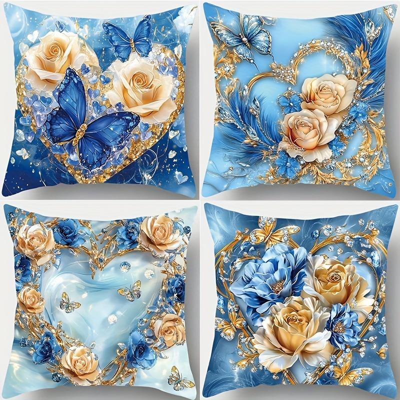 Elegant floral and butterfly decorative pillowcaseSuitable for sofa car bedroom decorative cushion cover pillow cover