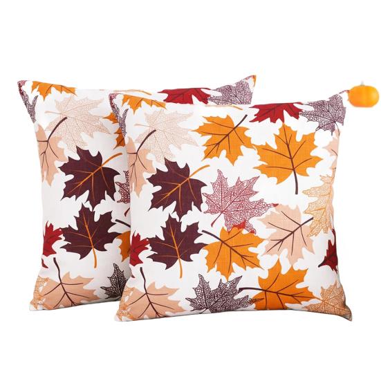 2 шт. Наволочки для подушек с осенним рисунком кленовых листьев, сменного дизайна, наволочка, моющаяся, супермягкая, многоразовая, чехлы для диванных подушек