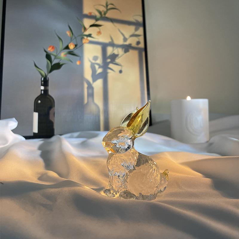 1 шт. настольное украшение милые хрустальные поделки домашнее украшение мини украшение креативный хрустальный кролик орнамент маленький 56x28x68 мм