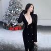 Autumn and Winter New High-end Temperament Muse Fan Knitted Suit Black Backing Dress