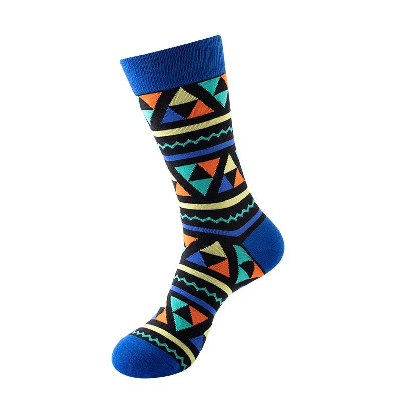 Geometric Cotton Crew Socks Men Women Breathable Anti-Odor High-Cut Casual