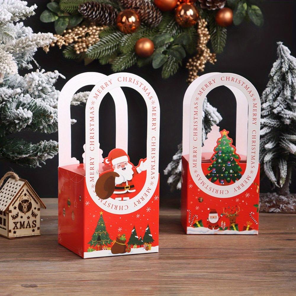 20pcs Christmas Gift Boxes Christmas Santa Treat Boxes with Handle Paper Party Favor Boxes Folden Storage Box for DIY Decor Family Gatherings