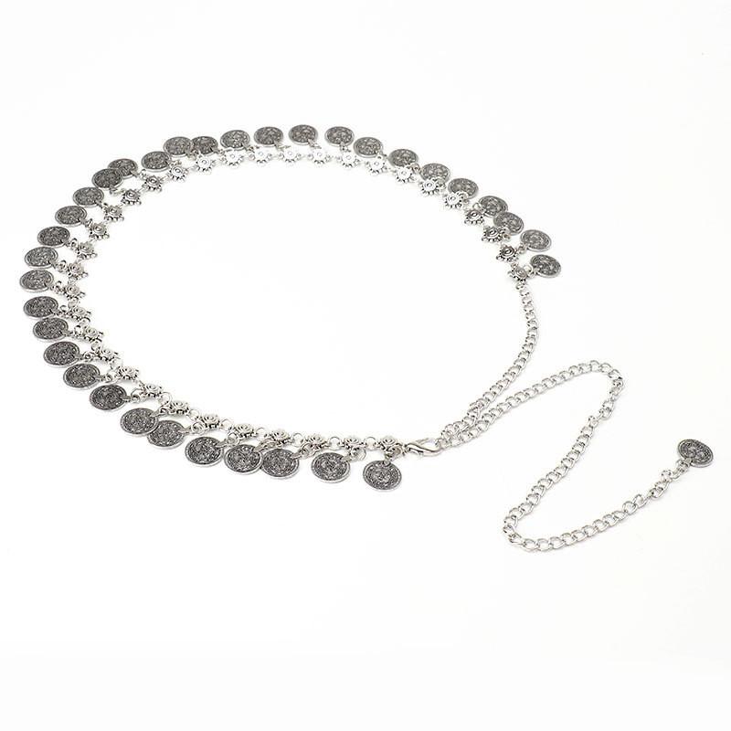 Стильный металлический пояс на талию с подвеской-монетой и застежкой-крючком для женской моды