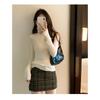 Round Neck Slim Pullover Top Inside Long Sleeve Knitted Base Shirt German Velvet Thread T-shirt for Women with Tight