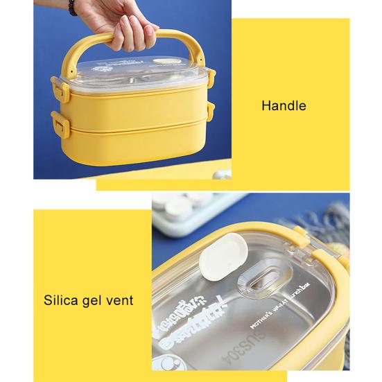Коробка для завтрака с микроволновой печью, большая емкость, школьный многослойный ланч-бокс из нержавеющей стали