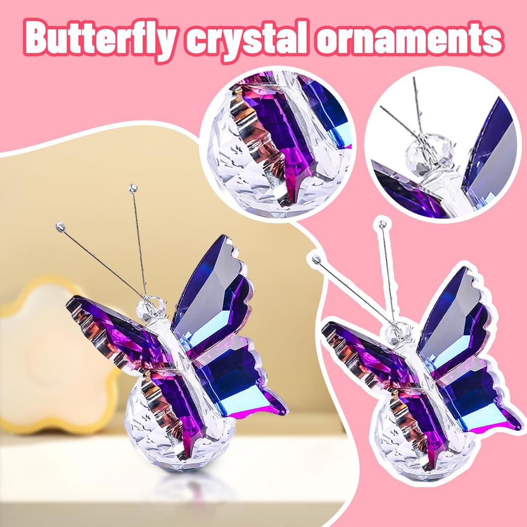Crystal Flying Butterfly With Crystal Ball Base Statue Collection Cut Butterfly Animal Decoration Suitable For Desk, Home, Bedroom
