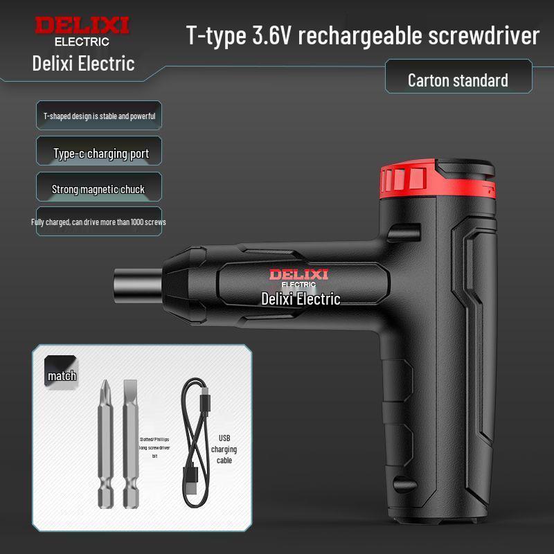 Многофункциональная электрическая отвертка и мини-литиевый шуруповерт Delixi для домашнего использования