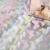 Трехцветная ткань с лазерной вышивкой кружевом в виде бабочек с плавным переходом цвета, для женского платья, юбки, детской красочной одежды