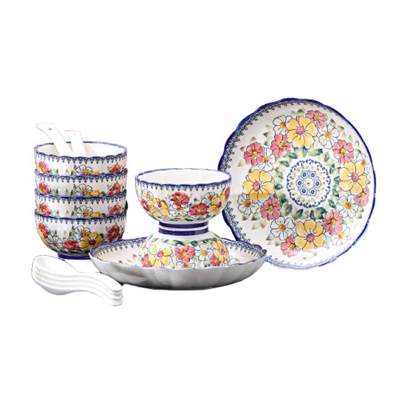 ZIPOYA Flowery World 14-Piece Chinese Ceramic Dinnerware Set