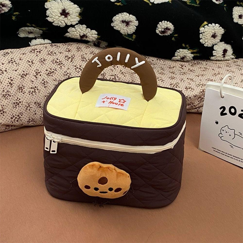 House-shaped Handheld Cosmetic Case Kawaii Toiletry Bag Simple Cute Cabin Makeup Bag Storage Bag