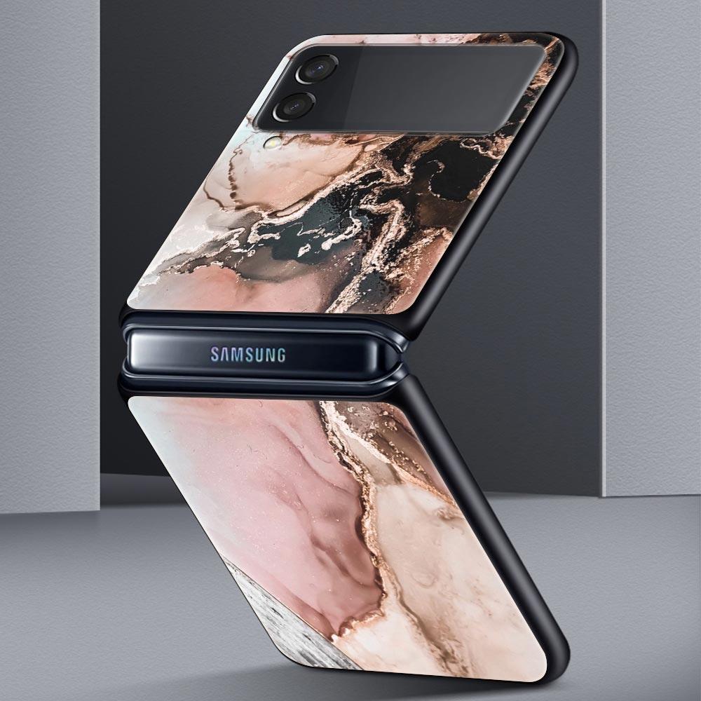 Винтажный Мраморный Жесткий ПК Чехол Для Телефона Для Samsung Galaxy Z Flip 7 6 5 4 Черная Крышка Для Galaxy Z Flip 3 Складной Корпус Fundas Capas