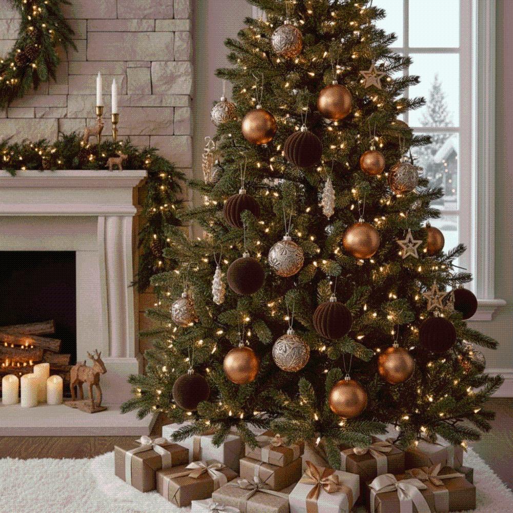 Spherical Flocked Baubles Electroplated Velvet Balls Xmas Decor Tree Pendants Fireplace