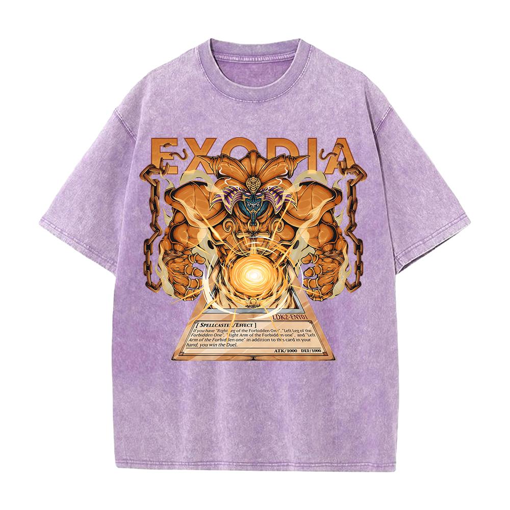 Exodia YuGiOh Anime Tshirt Summer Casual Short Sleeve ONeck Tee Shirt Vintage Washed Oversized Cotton Tops Mens Clothing