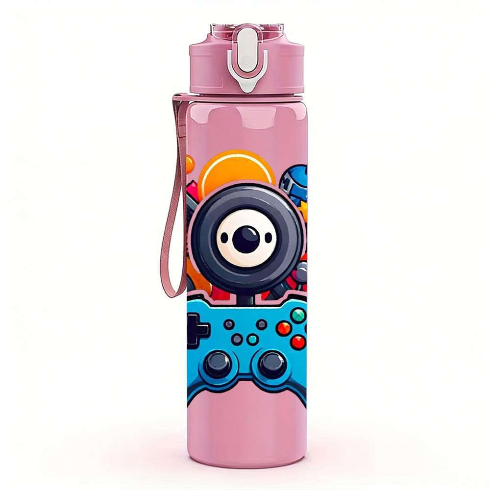 1PC Color Game Controller Camera 750ml Color Plastic Sports Water Bottle Leakproof Flip Straw Lid Suitable for Sports Office Home Use