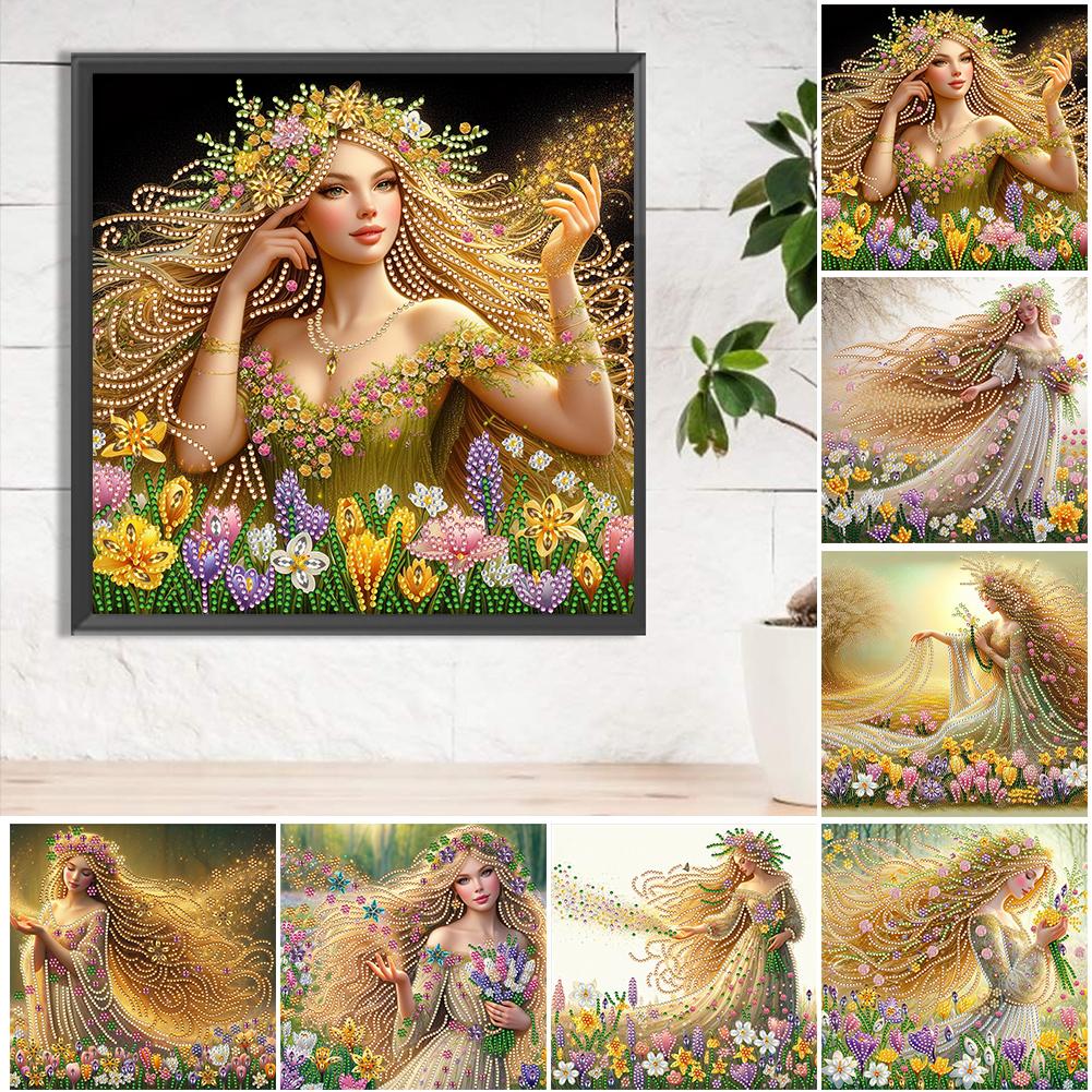 5D DIY Частичная дрель специальной формы Набор для алмазной живописи Девушка Украшение AU