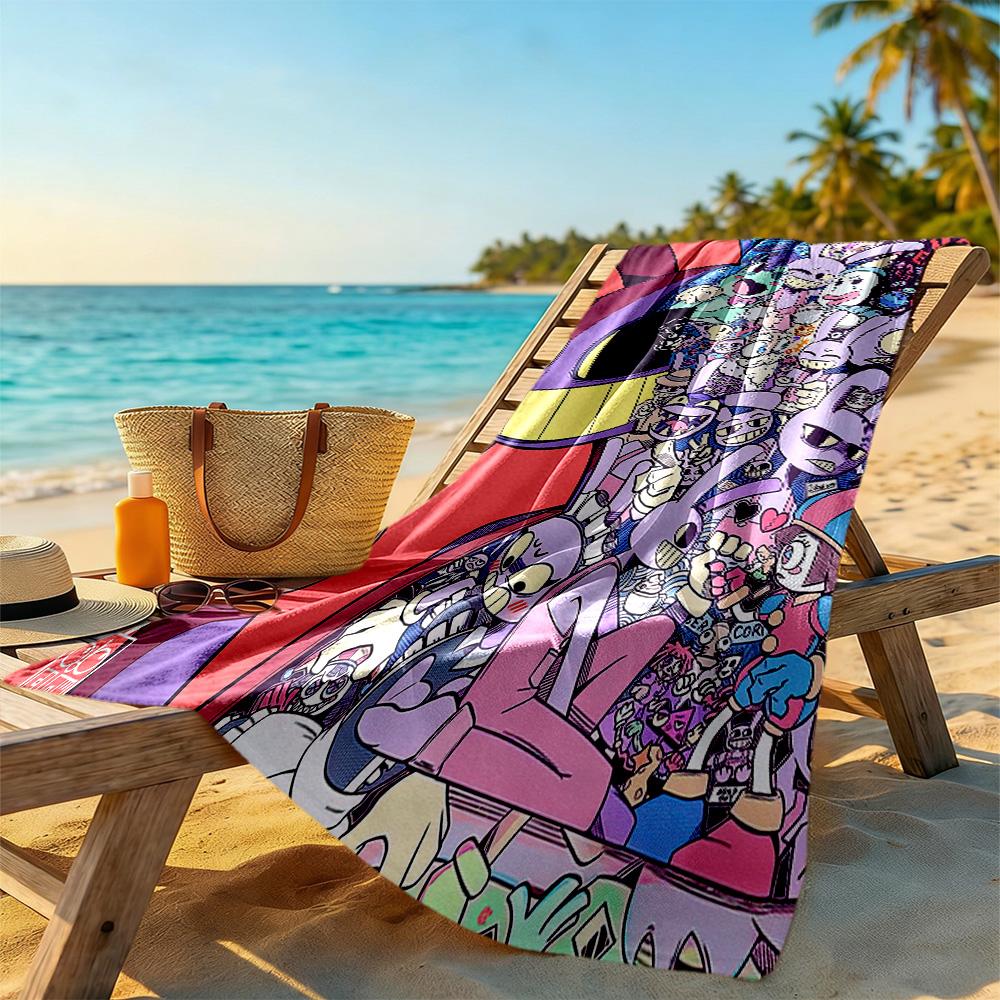 Digital Circus Beach Towel Quick-Dry Soft Microfiber Comfortable Lightweight Suitable for Sports, Travel, Swimming, Yoga, Bathroom, Beach, And Pool