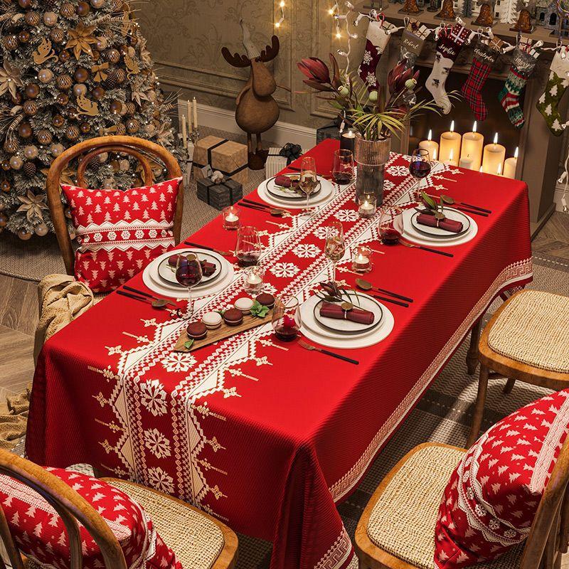 Рождественская скатерть для дома, тематическая атмосфера, прямоугольная скатерть, скатерть, новогодняя ткань для покрытия журнального столика