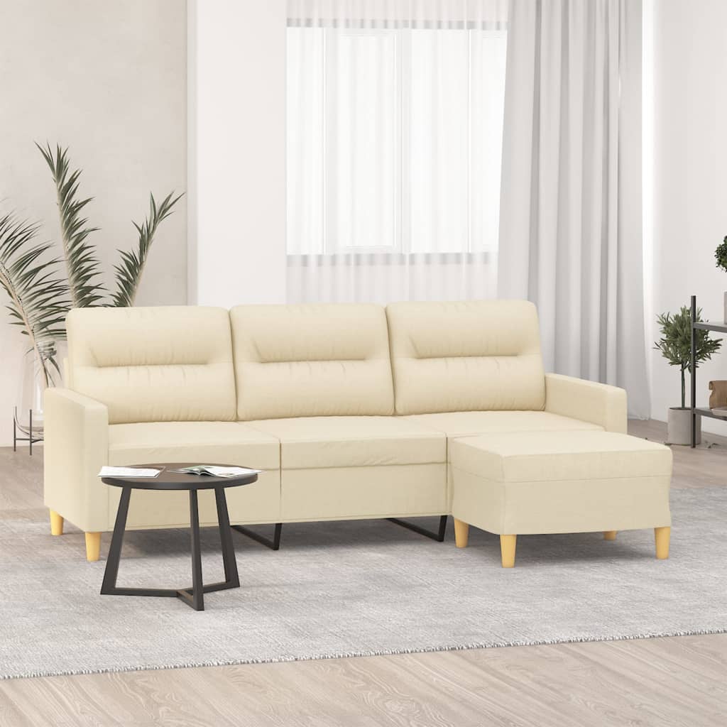 Vidaxl Sofa 3-Osobowa, Kremowa, 180 Cm, Tapicerowana Tkaniną