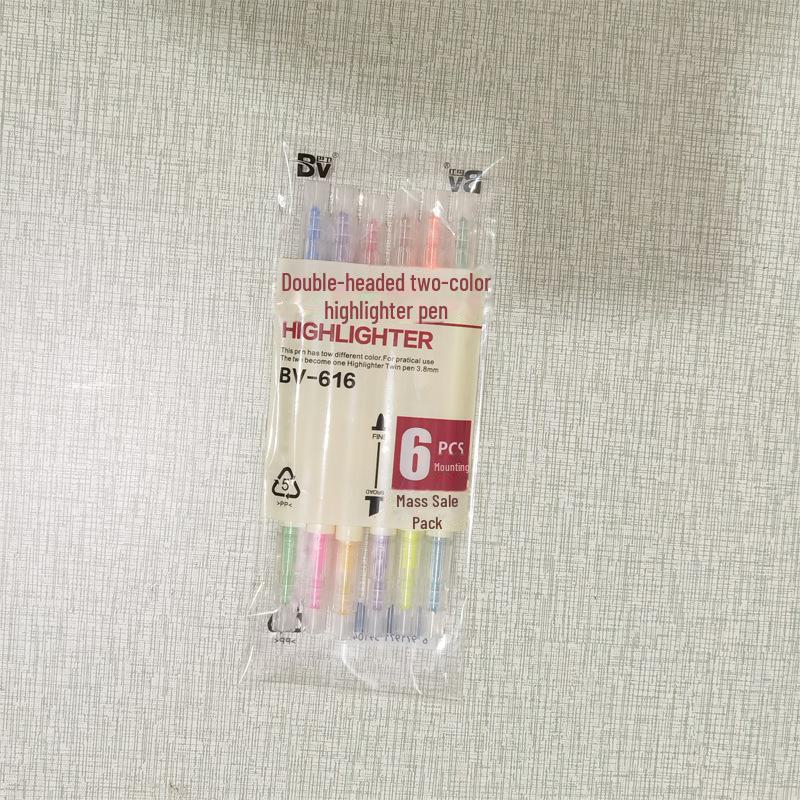 Double-Headed Fluorescent Marker Set - 6 Vibrant Colors