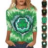 Ladies' Fashionable And Casual Seven Quarter Sleeved St. Patrick's Day Printed Pullover Top