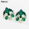 Fashion 2023 New 4 Color Glass Geometric Stud Earrings Elegant Luxury Inlaid Zircon Earring for Women Jewelry PD1289