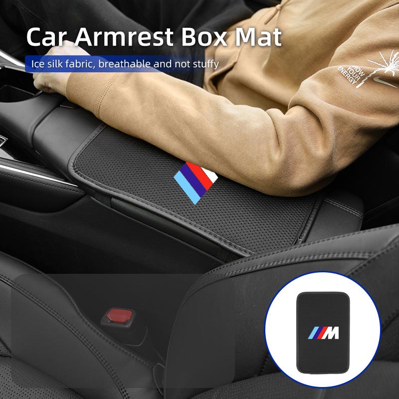 BAFT6 2025 Hot Car Interior Armrest Box Cover Console Ice Silk Booster Storage Pad For BMW 1 3 5 Series X1 X4 X5 X7 G20 G38 F20 F39 F4