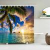 Водонепроницаемая шторка для душа Различные пейзажи солнечного пляжа Морское побережье 3D-печать Шторка для душа Полиэстер Домашний декор Шторка