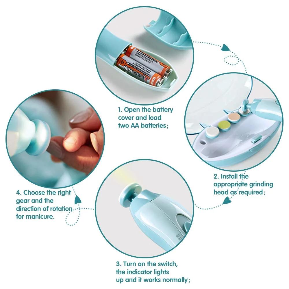 Multifunctional Baby Electric Nail Trimmer Child Nail Polisher Tool Infant Fingernail Cutter Trimmer Set for Baby Care