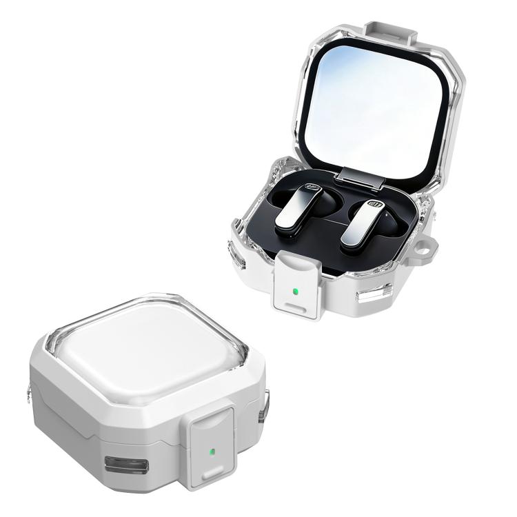 XDcase Rugged Armor Clear View Earbuds Case, Shockproof Transparent Hard Cover with Push‑Button Lock