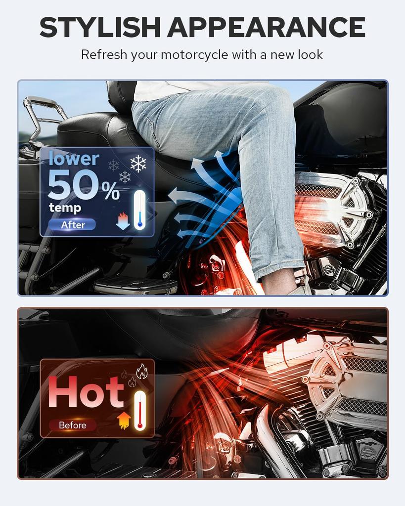 Черный Глянцевый Дефлектор Воздуха Тепловой Щит Benlari для Street Road Electra Road Ultra и Tri Glide CVO Средняя Рама 2009-2022 Harley-Davidson Touring, Glide,