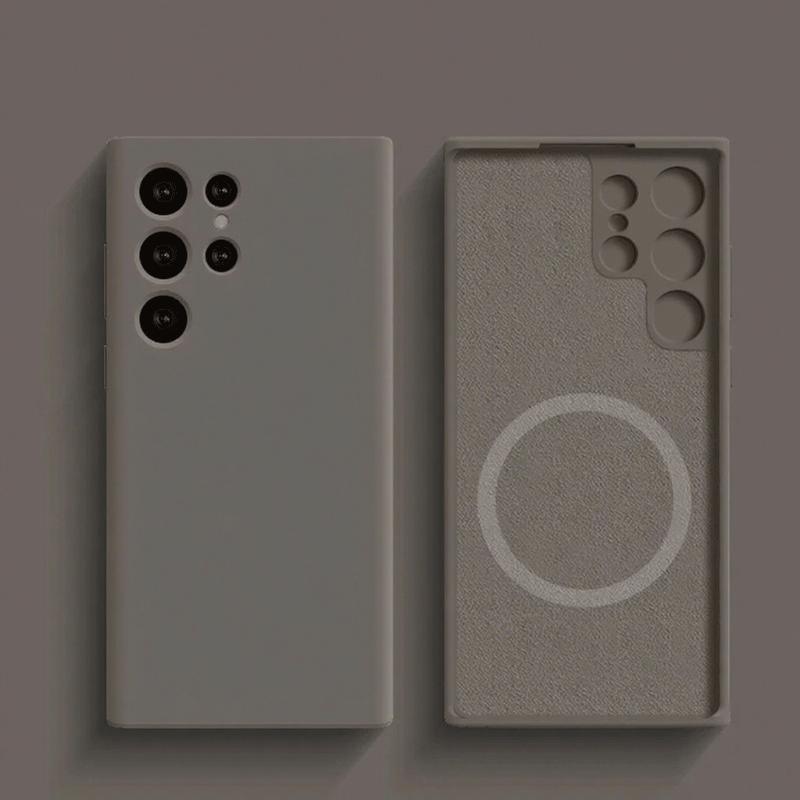 Магнитный чехол из жидкого силикона для Magsafe Для Samsung Galaxy S25 S24 S23 Ultra Plus Беспроводная зарядка Задняя крышка Аксессуары