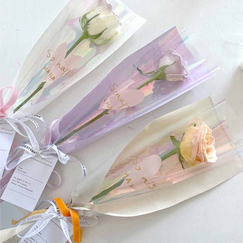 50 шт./пакет упаковочный пакет для букета ко Дню святого Валентина упаковочный пакет прозрачный целлофан цветочные обертки 45x12 см