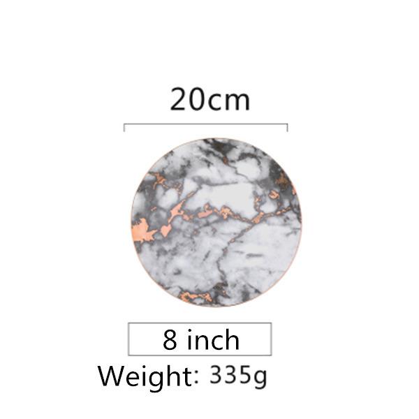 Мраморные тарелки в европейском стиле Керамическая посуда Золотая инкрустация Фарфоровая десертная тарелка Стейк Салат Закуска Торт Тарелки Посуда