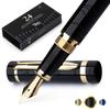 Wordsworth Black Primoli Fountain Pen Set Includes Extra Fine Gift 24 Ink Refill and Perfect for and Smooth and & [Black Gold] Nib, Case, Cartridges,