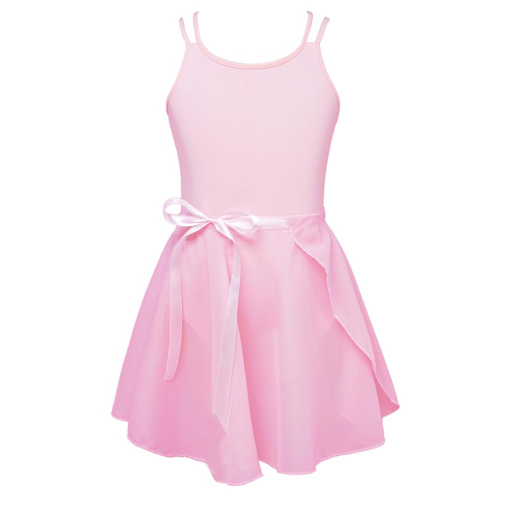 Ballet Dance Gymnastics Leotard with Chiffon Wrap Skirt Outfit Set Kids Girls Stylish Dancewear