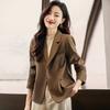 Spring And Autumn Small Suit Short Coat Long Sleeve Green Black Casual Blazer Notched Single Breasted Women Blazers