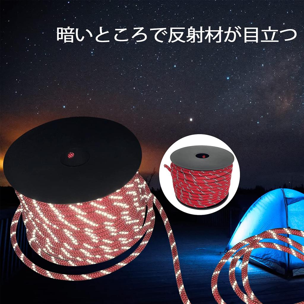 Sutekus Палаточный 8мм Паракорд с отражающим элементом, нагрузка 2000 кг, длина 40 м, веревка, диаметр, материал, (2 тонны) Вместимость, (красный)