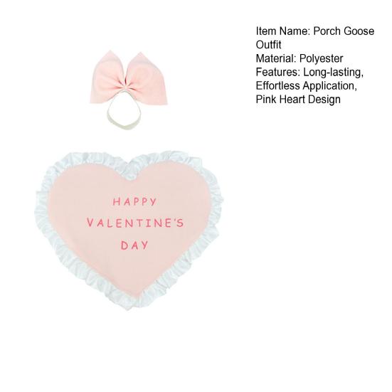 1 Set Valentine's Day Porch Goose Outfit Pink Heart Ruffled Garment And Bow 23 Inch Goose Costume for Yard Lawn Porch Wedding Party Decoration