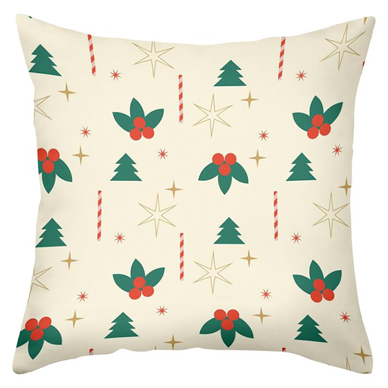 1 Pieces Christmas Pattern Throw Pillow With Tree Holly Star Polyester pillowcase, sofa decorative cushion cov Headboard Pillow