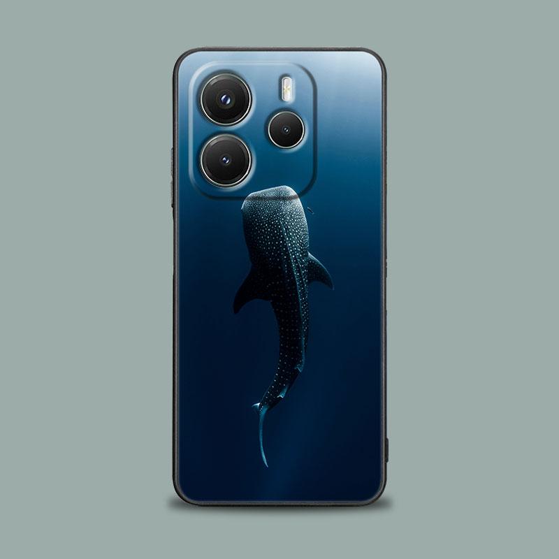Чехол для телефона для Xiaomi Redmi 15C 14C 12C 13C Redmi Note 15 14 13 12 11 10 Pro Plus 5G 12S Мягкий чехол Океан Кит Акула Плавает