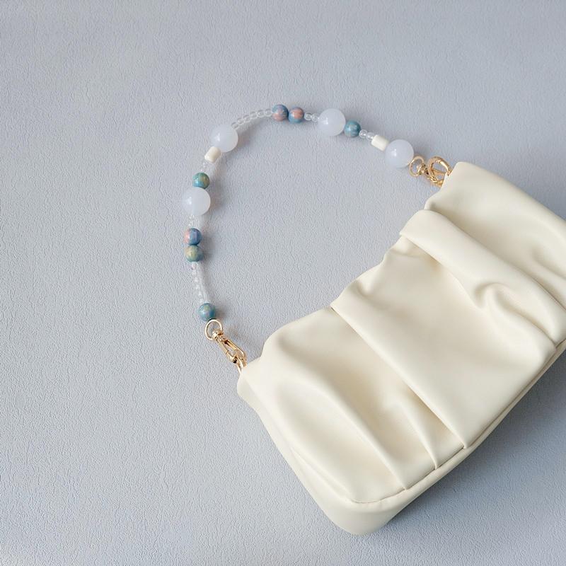 Новая модная женская сумка, аксессуар, съемные янтарные цепочки из бисера, синий акриловый роскошный ремешок, женская сумка, цепочка с ручкой на плечо