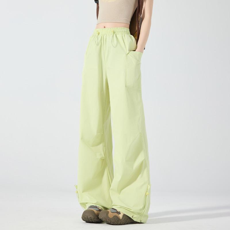 Дышащие водонепроницаемые цветные брюки из ледяного шелка, быстросохнущие, широкие, парашютные, ультралегкие, ветрозащитные, солнцезащитные для женщин
