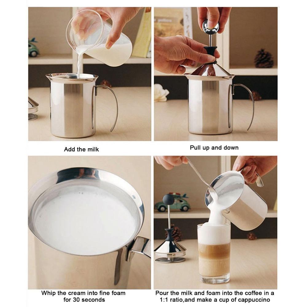 800ML Capacity Manual Milk Frother Stainless Steel Milk Foam Making Tool Coffee Making