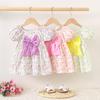 Children's Skirt, Summer New Baby Girl Small Floral Short-sleeved Dress Princess Skirt