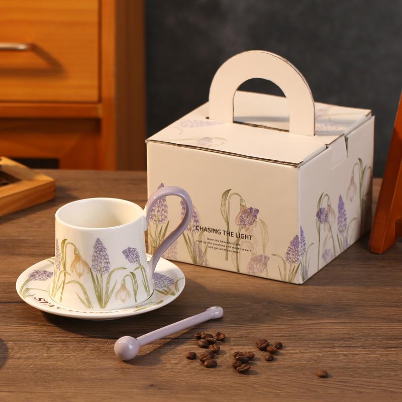 Iris premium retro set ceramic coffee cup saucer high value cup exquisite souvenir afternoon tea water cup