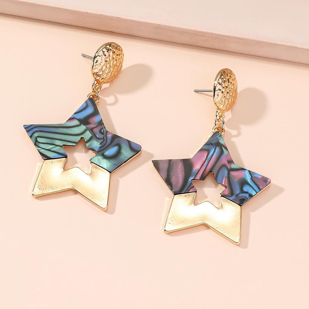 Colorful Fan-shaped Earrings for Women with a Simple and Personalized Temperament Earrings with Various Shapes and Studs Aluminium