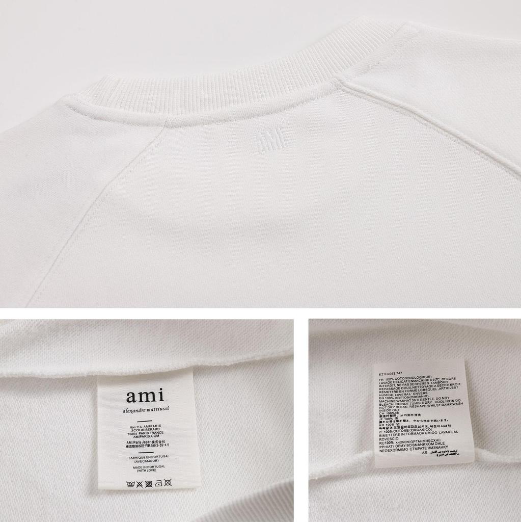 216 AMI 2025 Осень и Зима Новое Худи с Большим Логотипом Сердца из Высококачественного Хлопка с Круглым Вырезом Мужской Пуловер