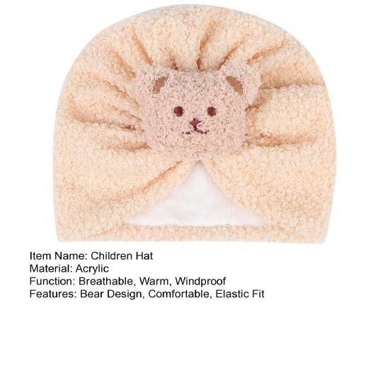 Детская шапка, мультяшный дизайн с медведем, удобная эластичная посадка, вязаная шапка, всесторонняя тепловая защита, зимняя детская шапка