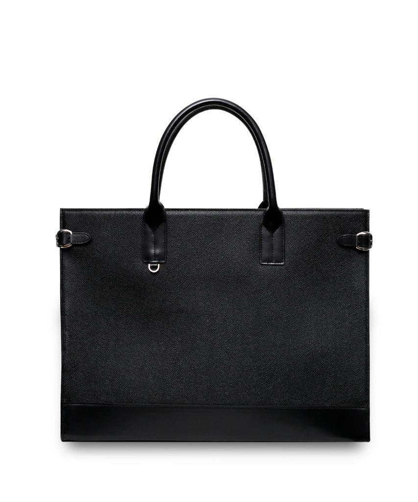 Matt Embossed Leather Men'S Slim Square Bag (Black) B42968
